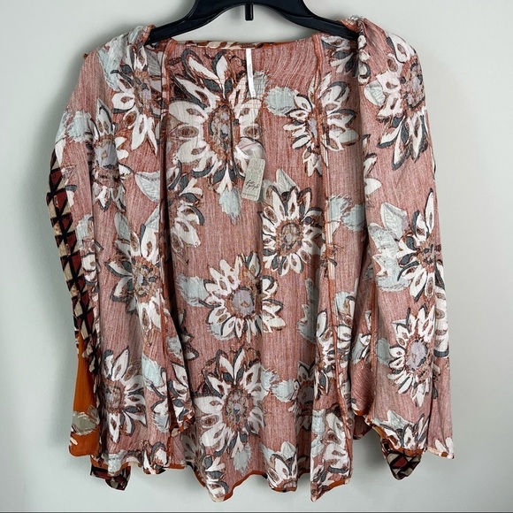 Free People Floral Button Down Shirt - Orange and White - Picture 8 of 16